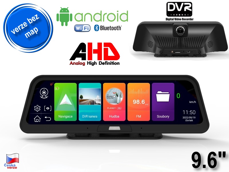 Android GPS navigace - DVR kamera XtechNavi GX96AF, 9.6", 16GB, verze bez map