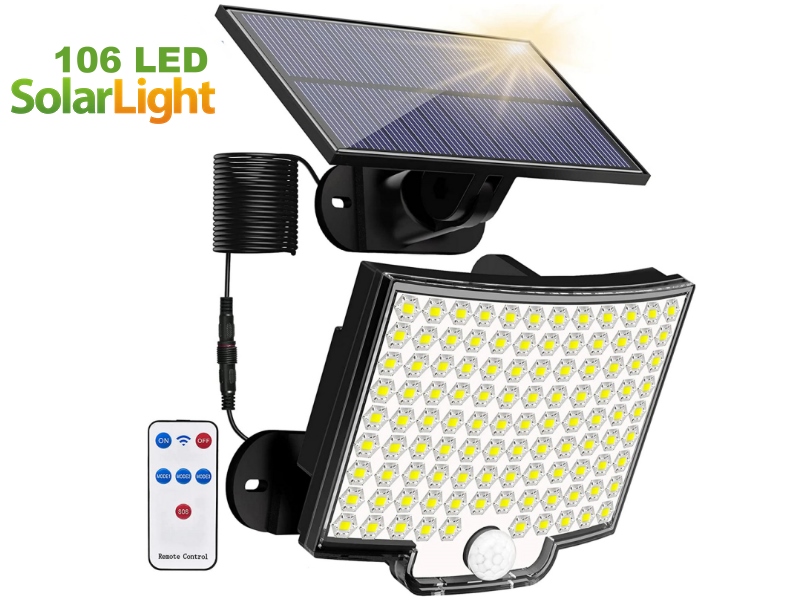 Solární LED svítidlo SLX-106 - pohybový senzor, DO, 106 LED